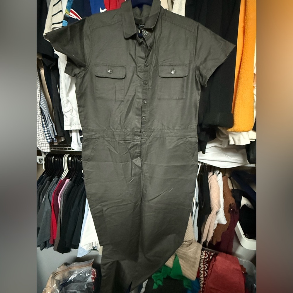NWT Quince Organic Cotton Linen Short Sleeve Coverall Jumpsuit size L - Picture 2 of 3